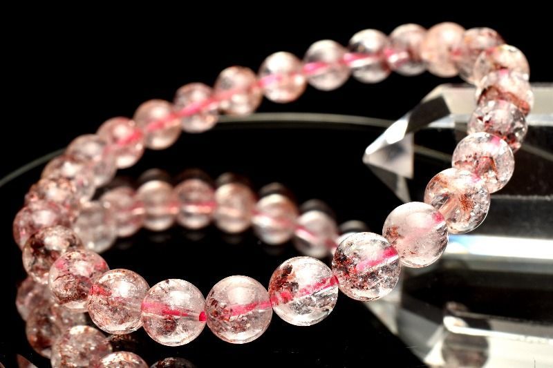  １点物 煌めきたっぷり内包 ストロベリークォーツ レピドクロサイトインクォーツ 6.5 mm ブレスレット パワーストーン 天然石 _MC 707 ブレスレット バングル アクセサリー