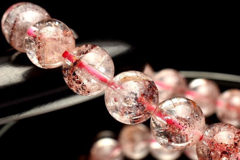 １点物 煌めきたっぷり内包 ストロベリークォーツ レピドクロサイトインクォーツ 8 mm ブレスレット パワーストーン 天然石 _MC 709 ブレスレット バングル アクセサリー