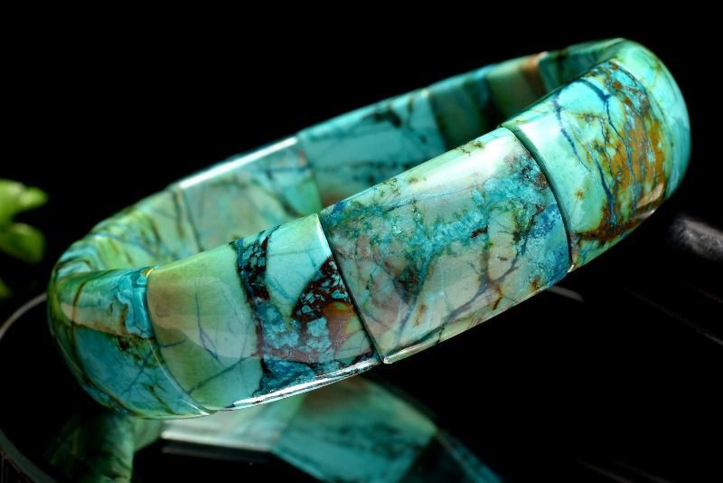 1点物 高発色 天然マーブル クリソコラ 20x15mm バングル パワーストーン 天然石 _MC722