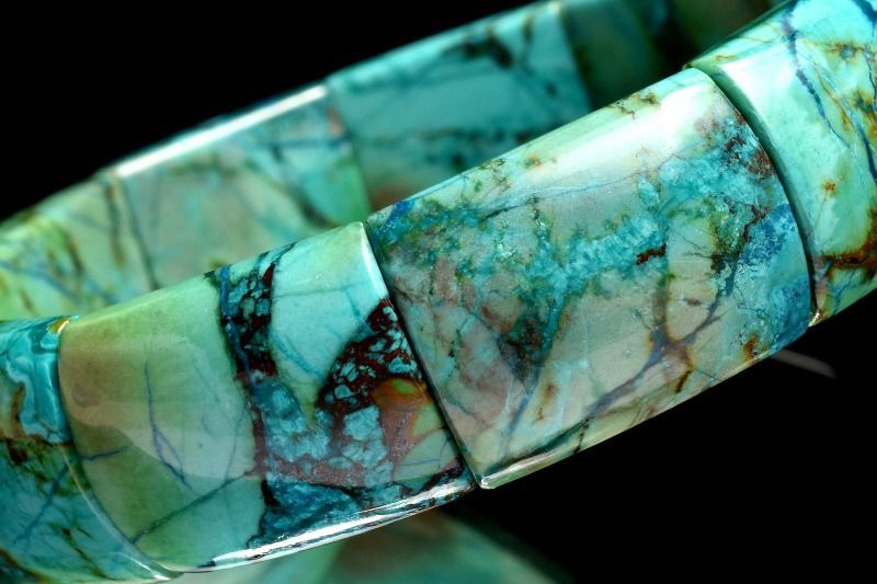 １点物 高発色 天然マーブル クリソコラ 20 x 15 mm バングル パワーストーン 天然石 _MC 722