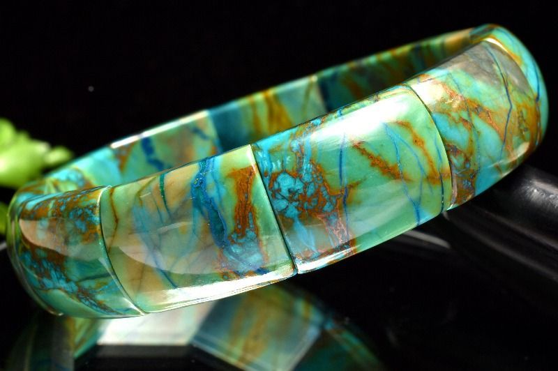 １点物 高発色 天然マーブル クリソコラ 20 x 15 mm バングル パワーストーン 天然石 _MC 726