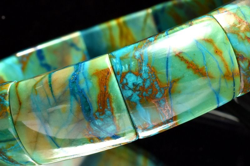 １点物 高発色 天然マーブル クリソコラ 20 x 15 mm バングル パワーストーン 天然石 _MC 726