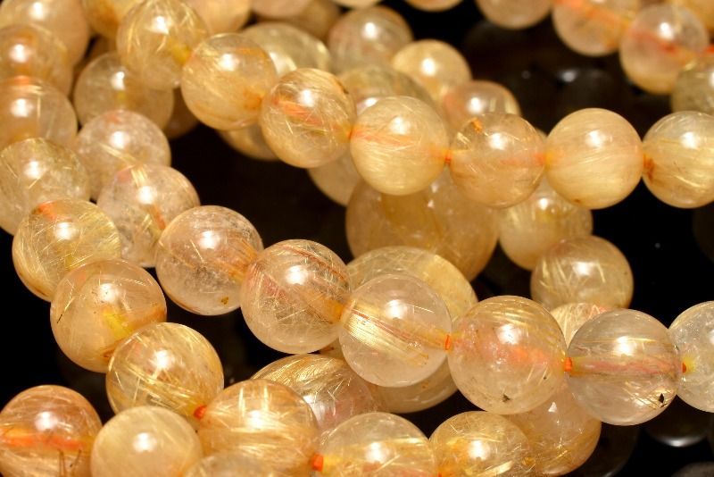 濃密な金針！ ゴールドルチルクォーツ 13-13.5mm ブレスレット 1個売り 