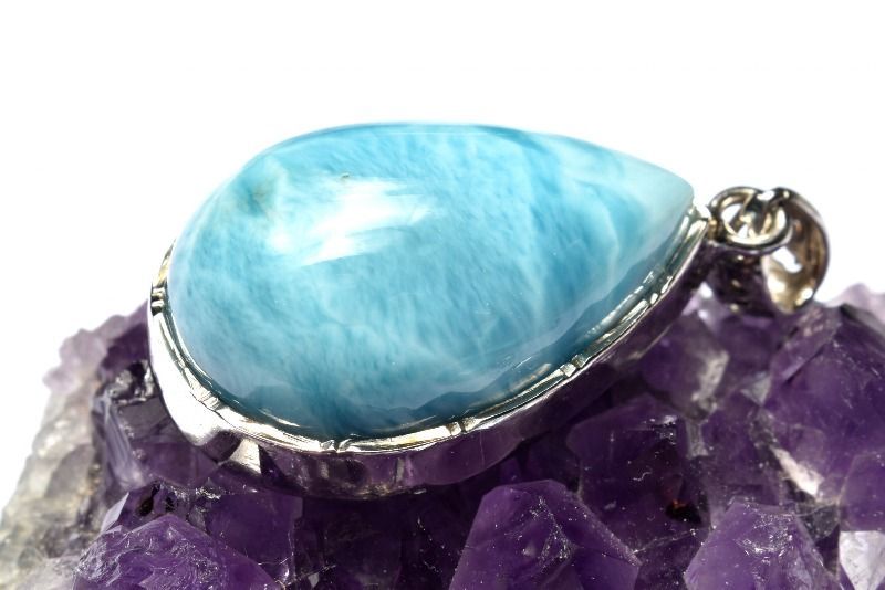  １点物 シルバー925 ラリマー 24 x 16 mm ドロップ ペンダントトップ パワーストーン 天然石 _PC 6904 ネックレス ペンダント アクセサリー