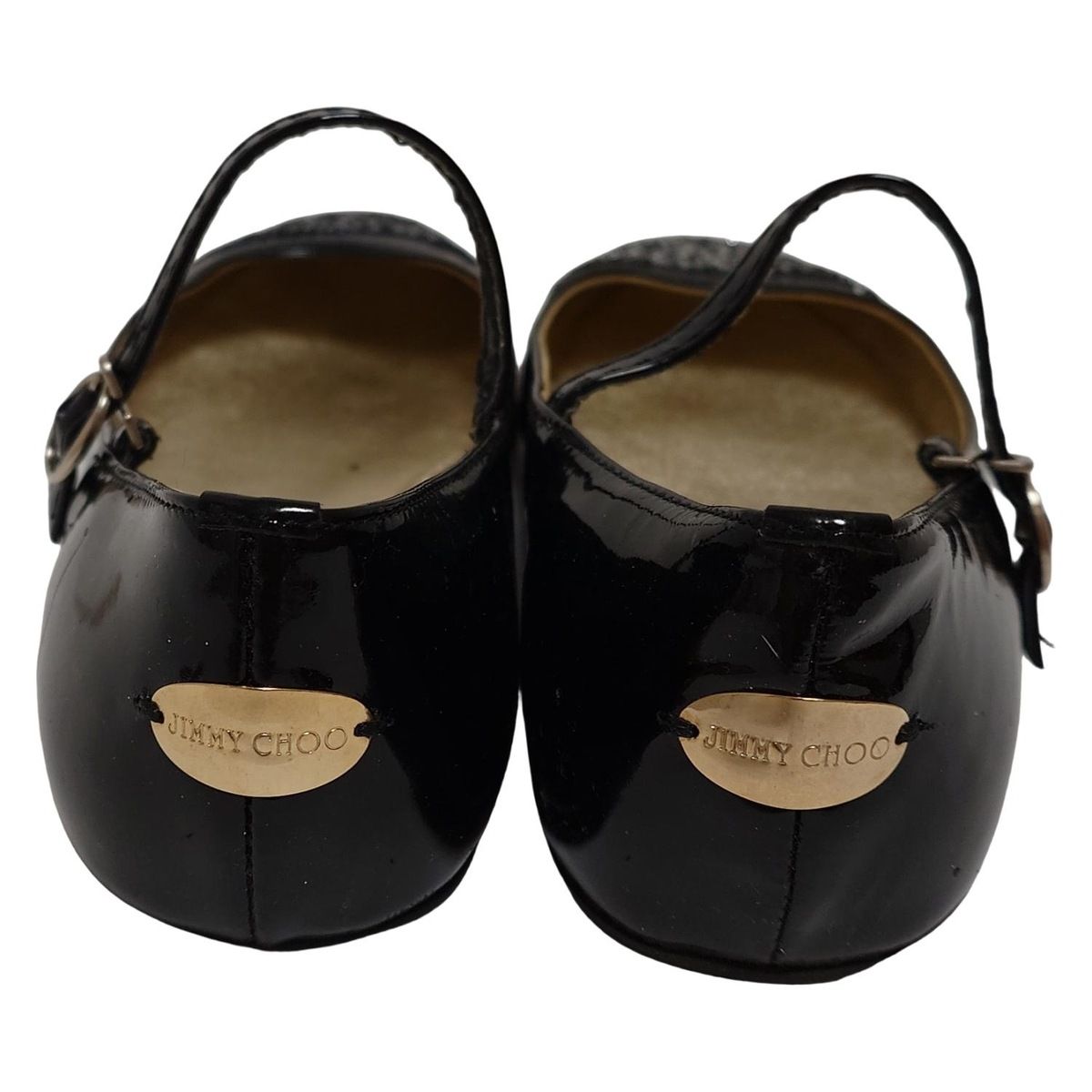 JIMMY CHOO レザー フラット バレーシューズ　34.5 ジミーチュウ JIMMY CHOO(ジミーチュウ) フラットシューズ 34 レディース - 黒