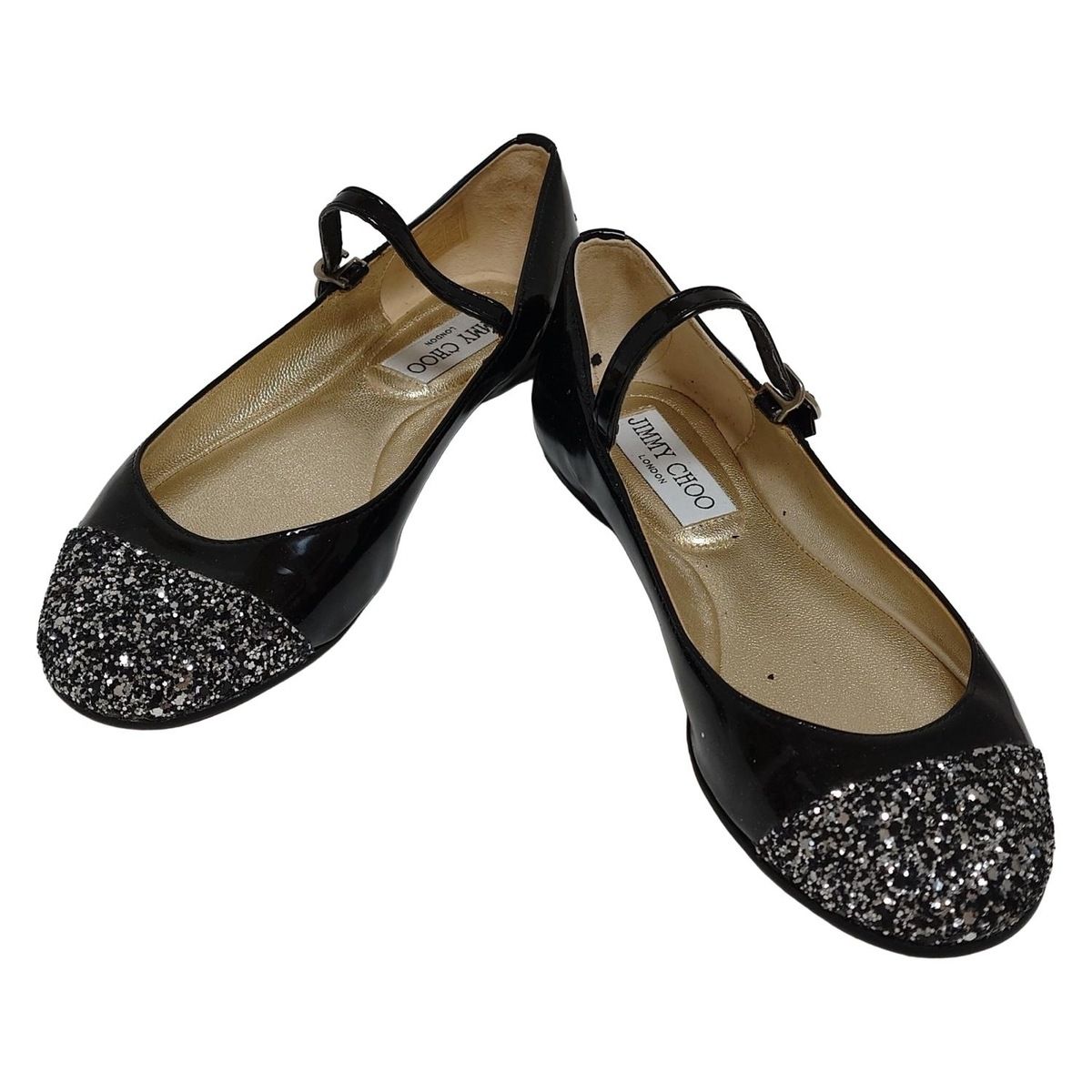 JIMMY CHOO レザー フラット バレーシューズ　34.5 ジミーチュウ JIMMY CHOO(ジミーチュウ) フラットシューズ 34 レディース - 黒