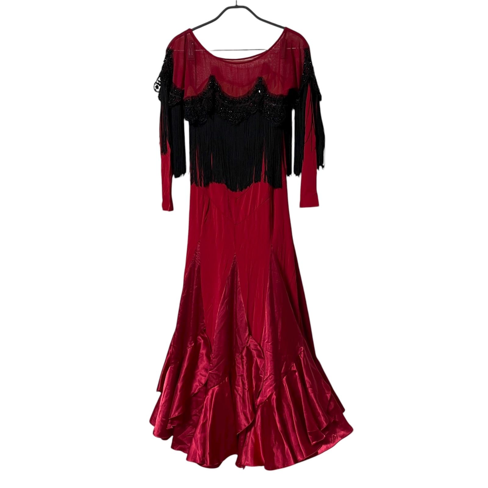 Z 1596 CHACOTT ROYAL DANCE チャコット フラメンコドレス 社交ダンス レッド サイズL