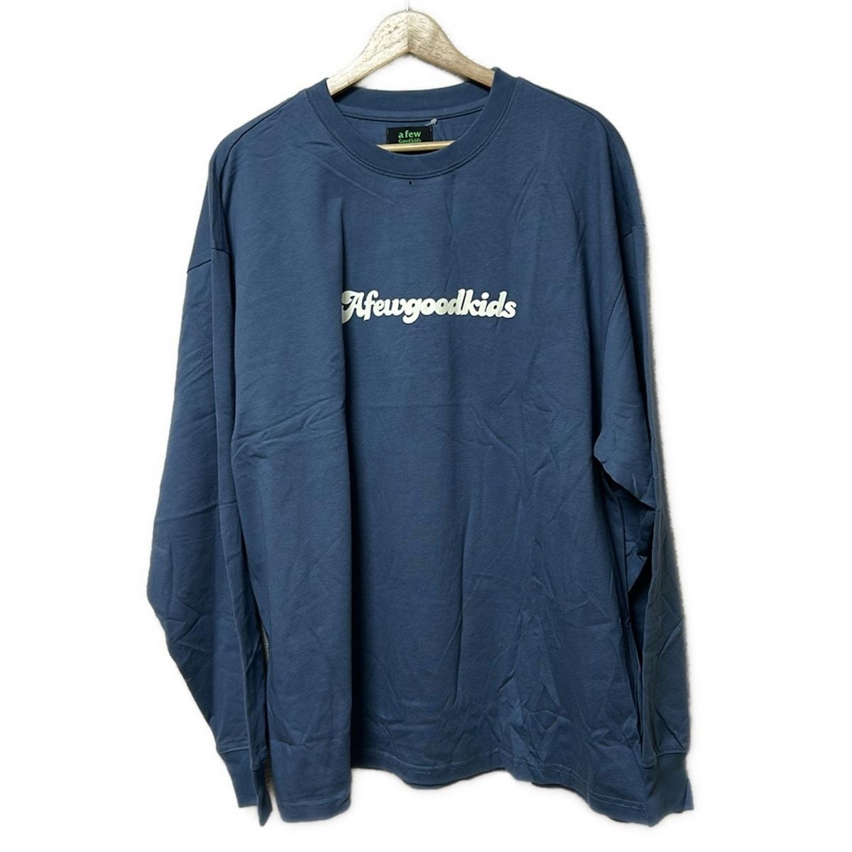A FEW GOOD KIDS アフューグッドキッズ 長袖Tシャツ サイズL メンズ ブルーグレー 白