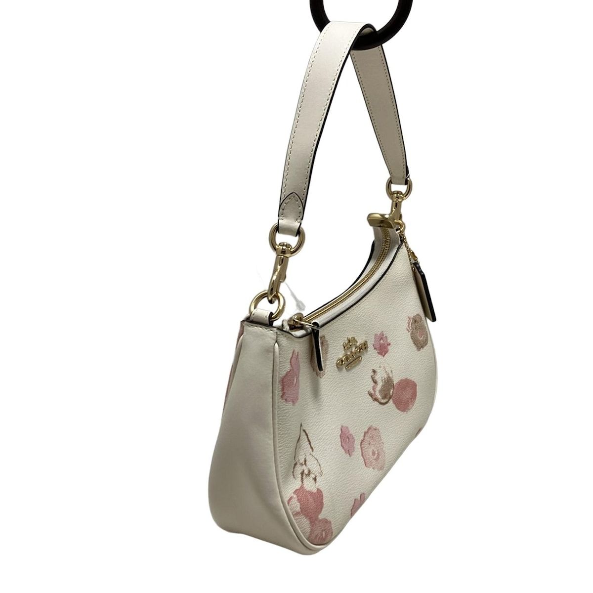 COACH コーチ ハンドバッグ - CR746 アイボリー×ピンク×ベージュ 花柄 レザー