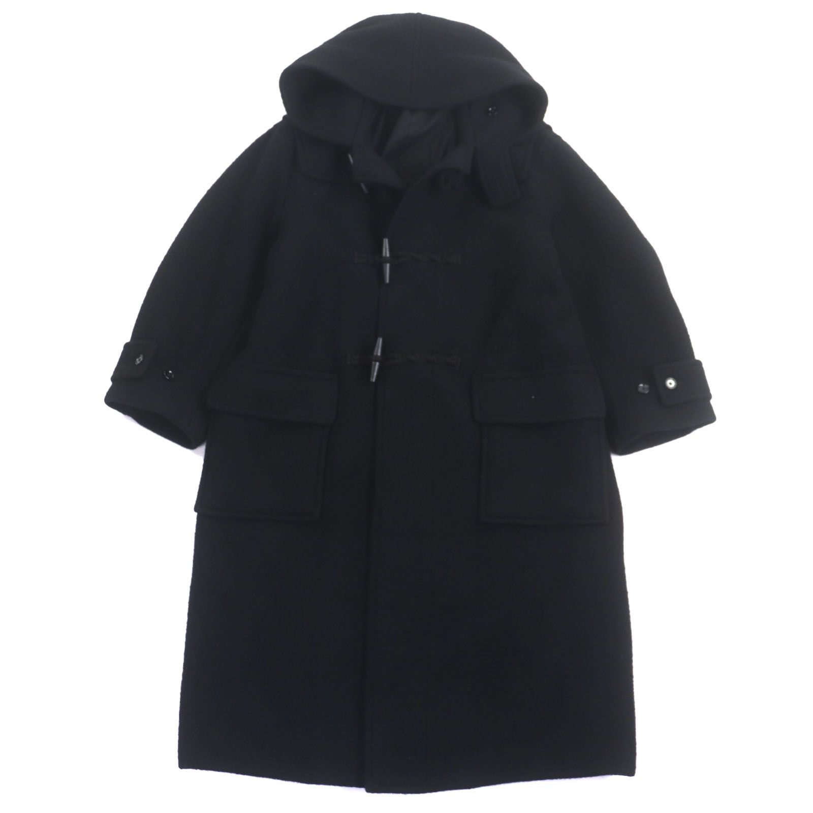 blurhms ブラームス BROOTS22F01 ウール トグルボタン ルーツストック メルトンオーバー ダッフルコート ブラック 00 Sサイズ相当 メンズ