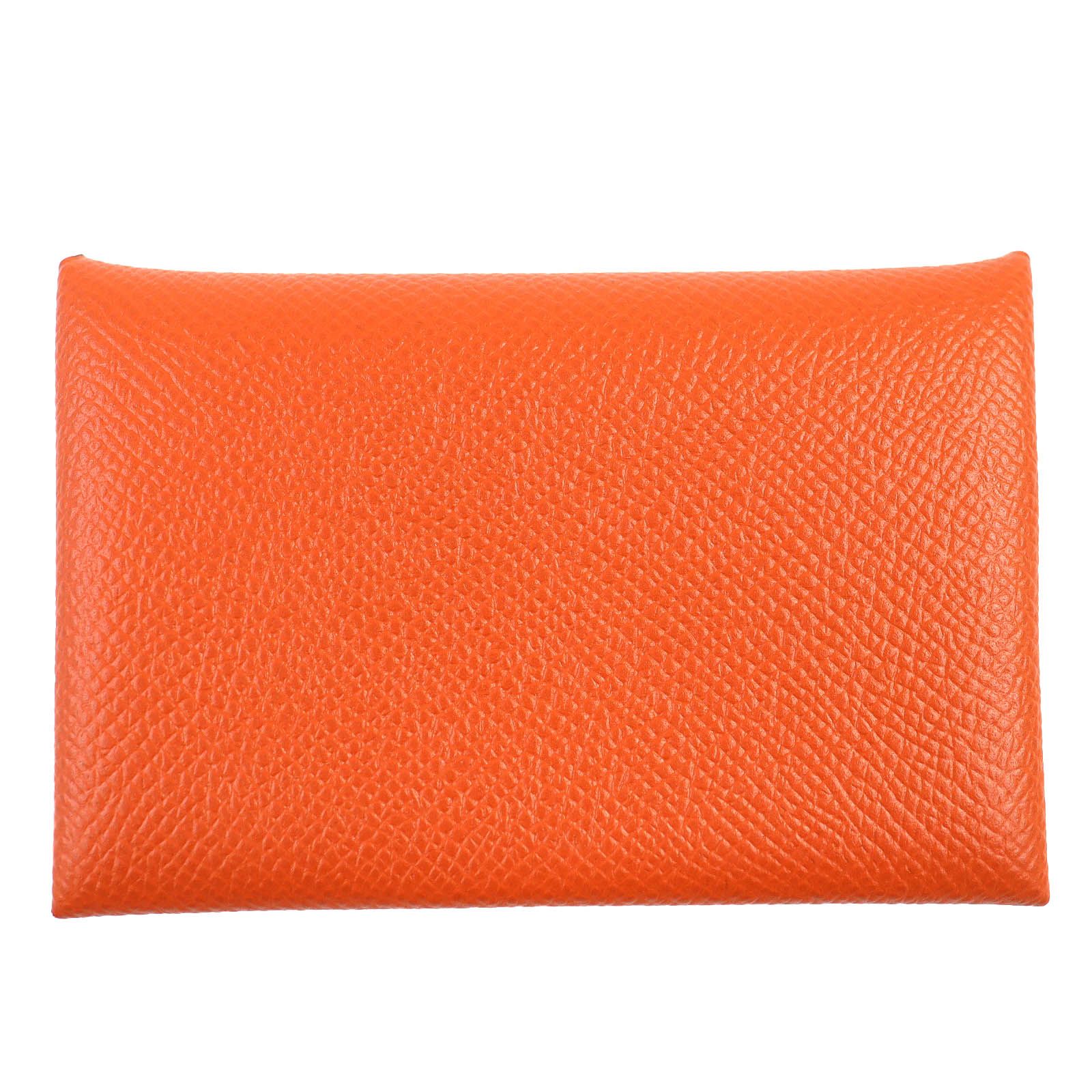 HERMES エルメス カルヴィ ヴォーエプソン ブリック シルバー金具 名刺入れ カードケース B刻印 フランス製 レディース