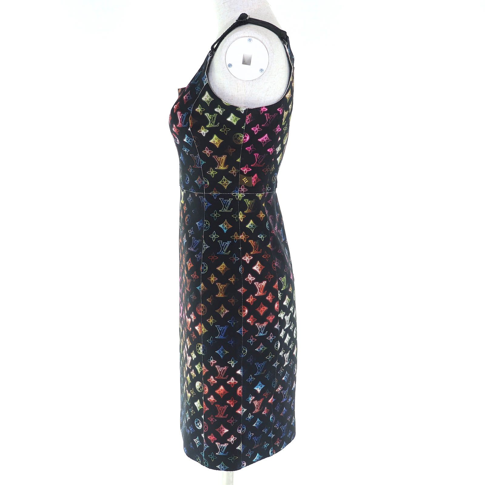 LOUIS VUITTON ルイヴィトン 22 SS Neon Mahina Monogram Fitted Dress ネオンマヒナモノグラムフィットドレス ワンピース ブラック マルチ 36 フランス製 レディース