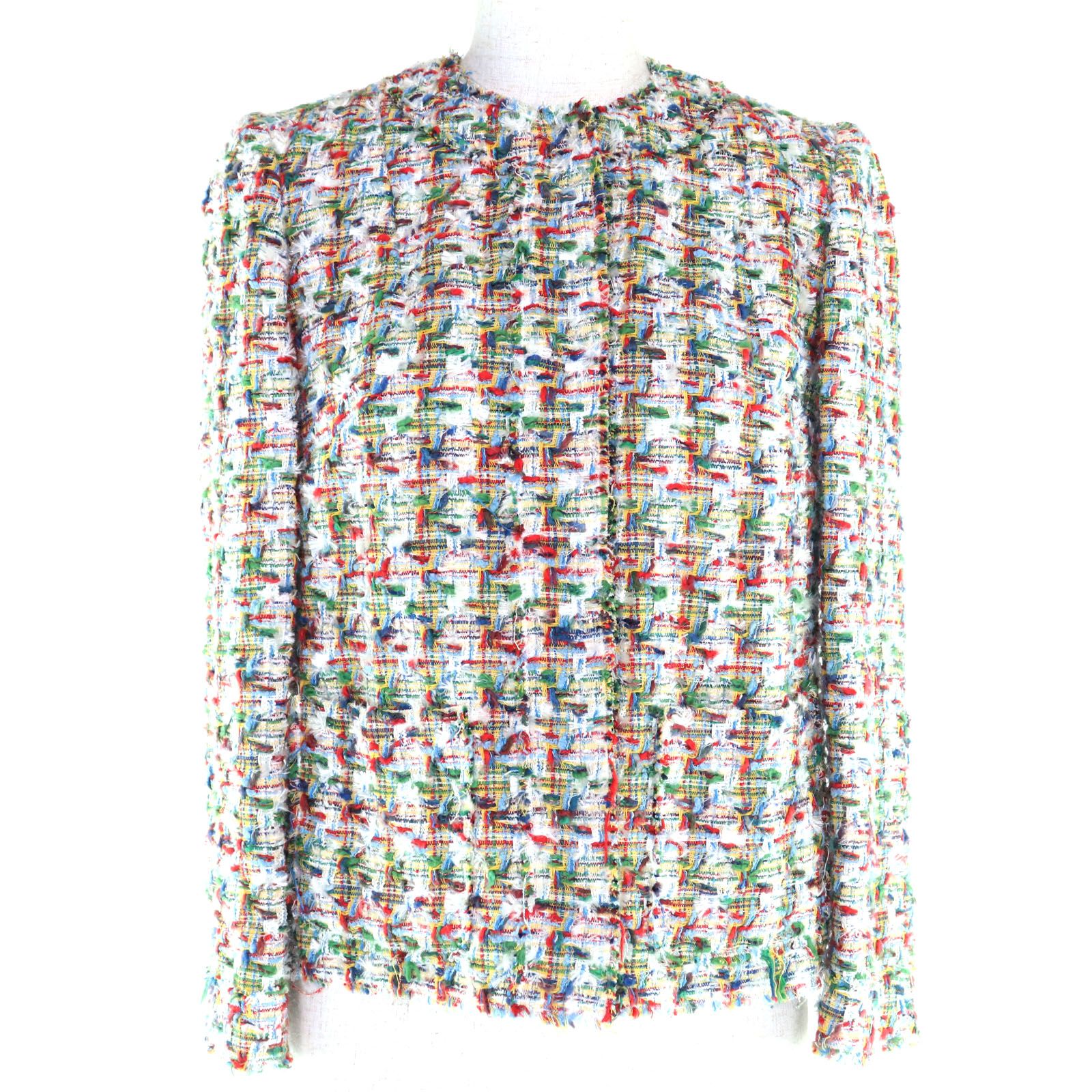 DOLCE-GABBANA ドルチェ＆ガッバーナ SJ-F 261 IT 比翼仕立て ツイード ノー ジャケット マルチ 40 イタリア製 レディース