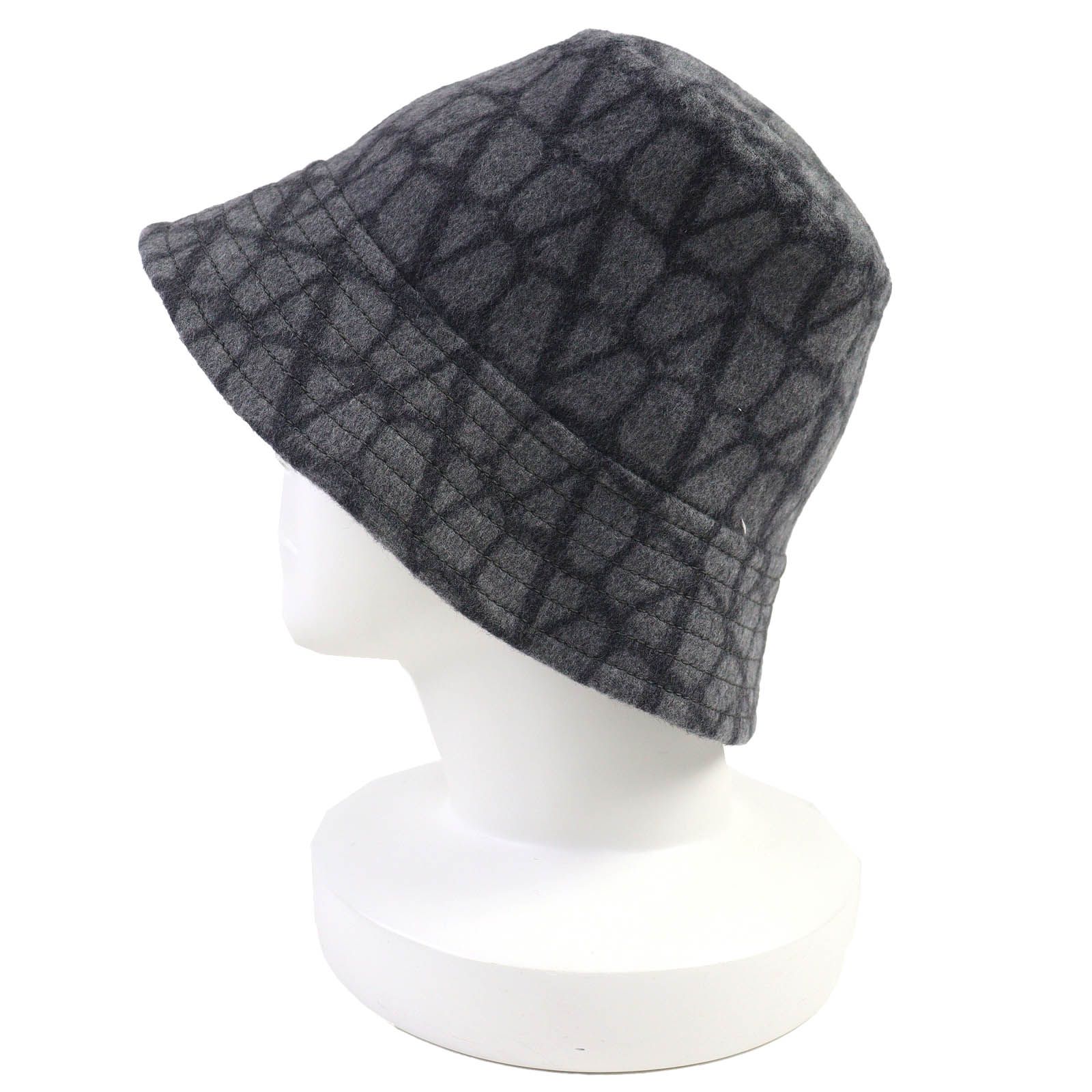 Valentino ヴァレンチノ 製 カシミヤ シルク混 イコノグラフ ウールバケットハット 帽子 グレー 56 イタリア製 レディース