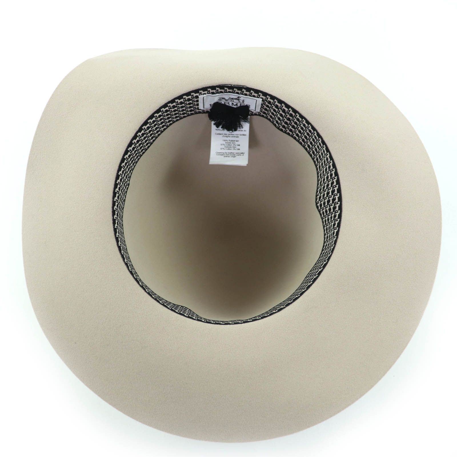  HERMES エルメス ベティ ウール コットン ホースデザインリボンテープ フェドラハット ライトグレー 59 イタリア製 レディース その他 ハット