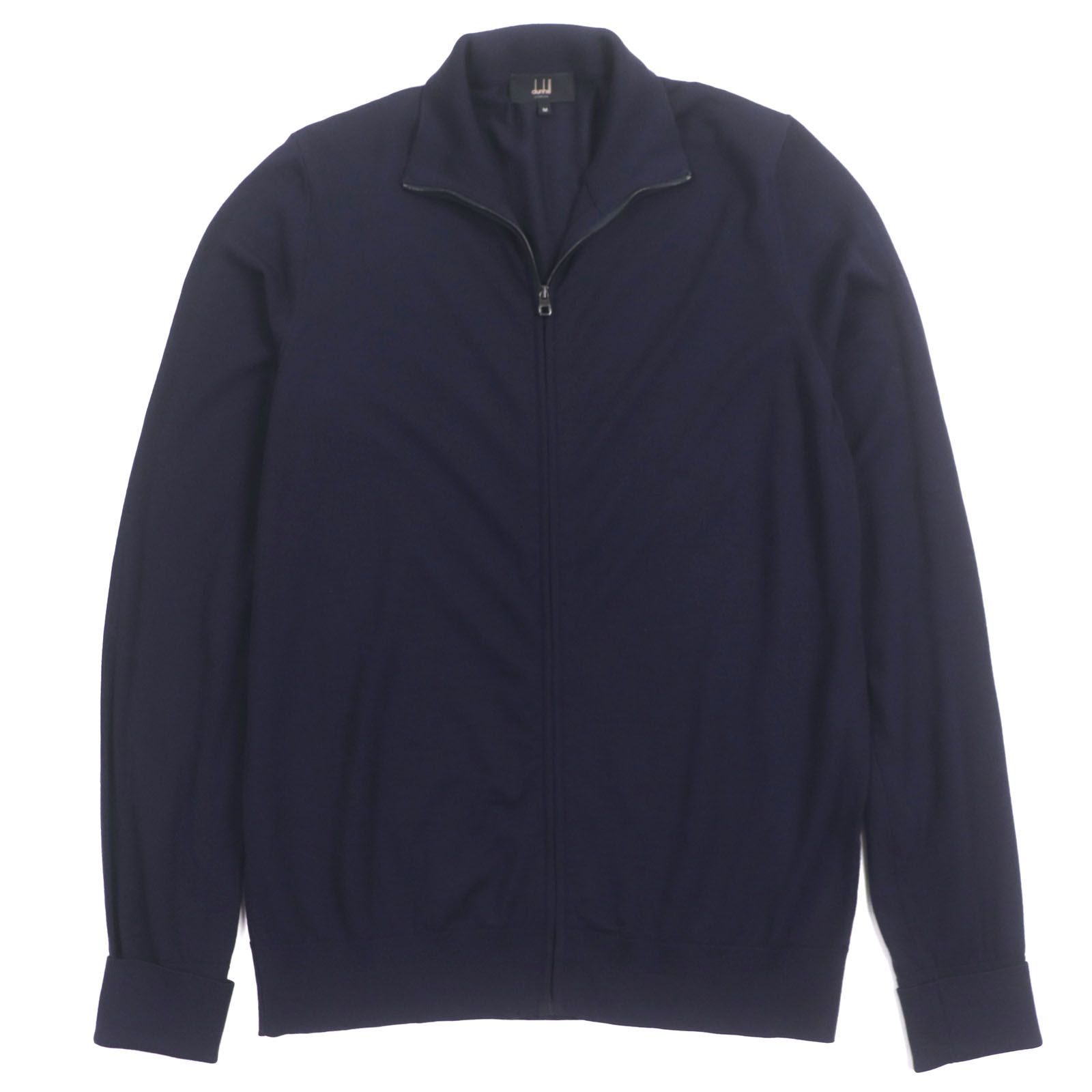 Dunhill ダンヒル ウール ジップアップ 薄手 ハイゲージニット カーディガン ジャケット ネイビー M イタリア製 メンズ