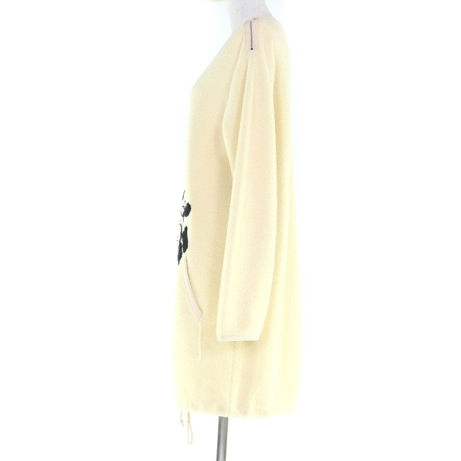 GUCCI×Disney グッチ×ディズニー 606143 ミッキーマウス ロゴ刺繍 コットン 長袖 ワンピース アイボリー M イタリア製 レディース