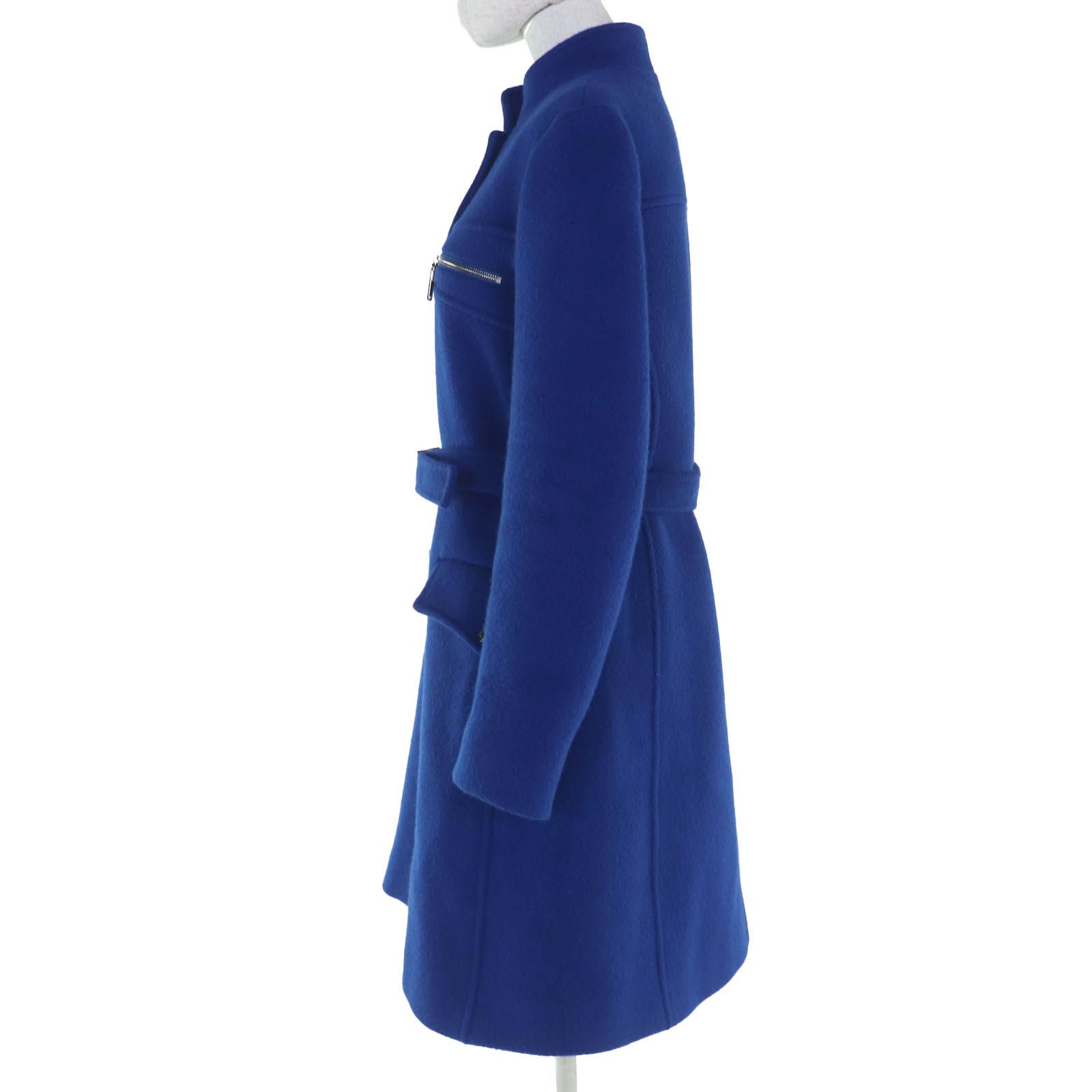 LOUIS VUITTON ルイヴィトン アンゴラ ウール ロゴボタン ベルテッド コート ブルー 40 フランス製 レディース