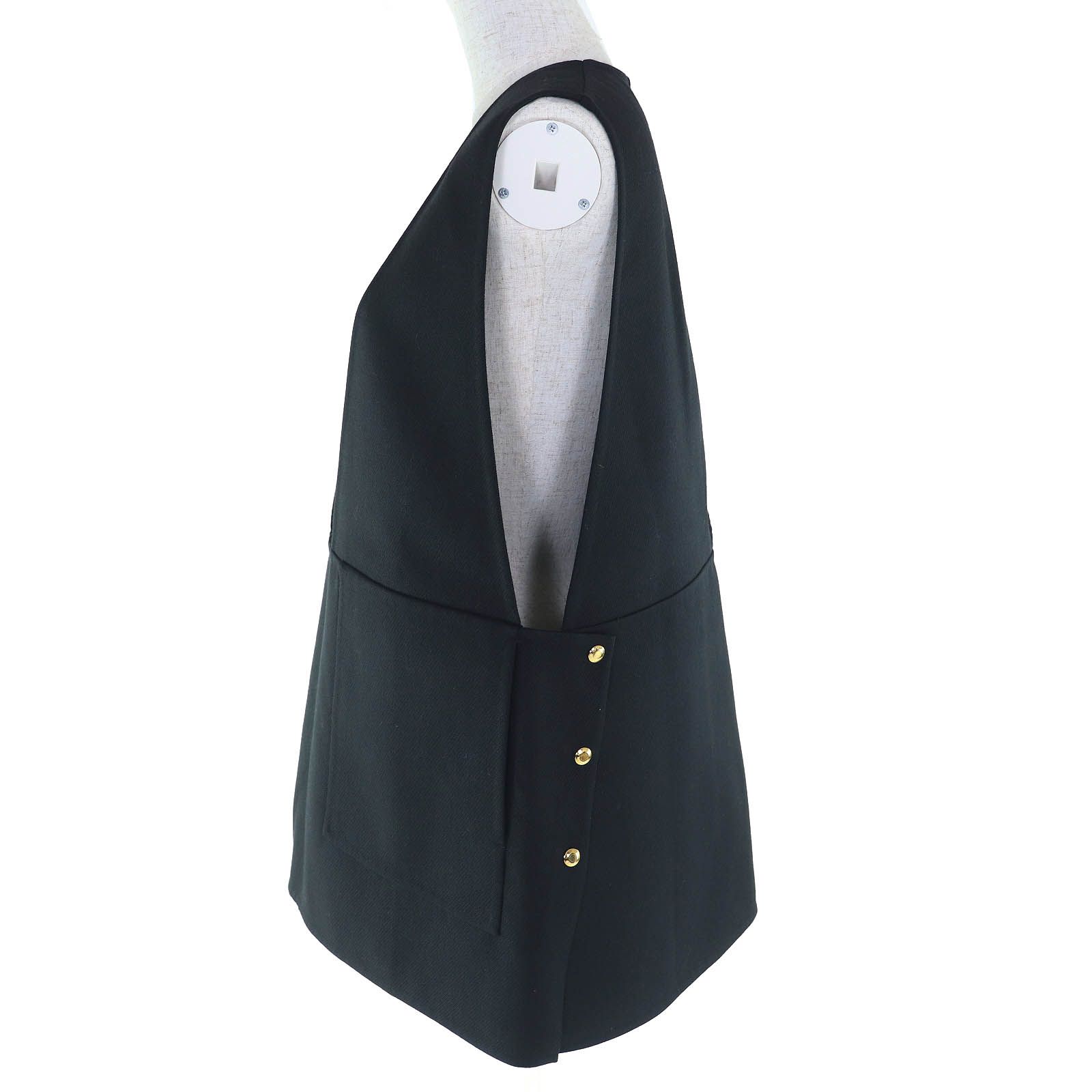 DRAWER ドゥロワー 22AW 6521-299-1037 ウールケヌキジレ ロゴボタン プルオーバー ベスト ネイビー 36 レディース