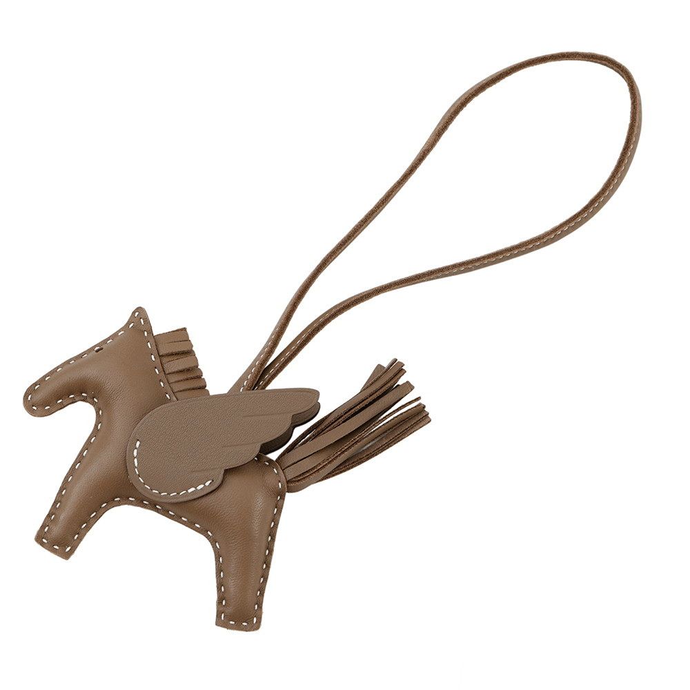 エルメス バッグチャーム ロデオPM ペガサス エトゥープ ラムスキン B刻印