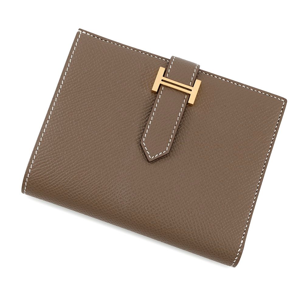 エルメス 二つ折り財布 ベアンコンパクト エトゥープ ゴールド金具 エプソン Z刻印 財布