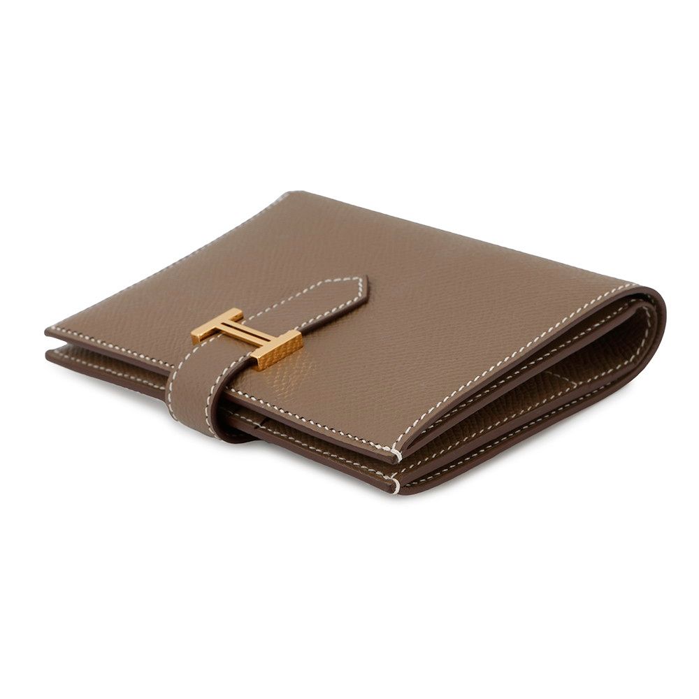 エルメス 二つ折り財布 ベアンコンパクト エトゥープ ゴールド金具 エプソン Z刻印 財布