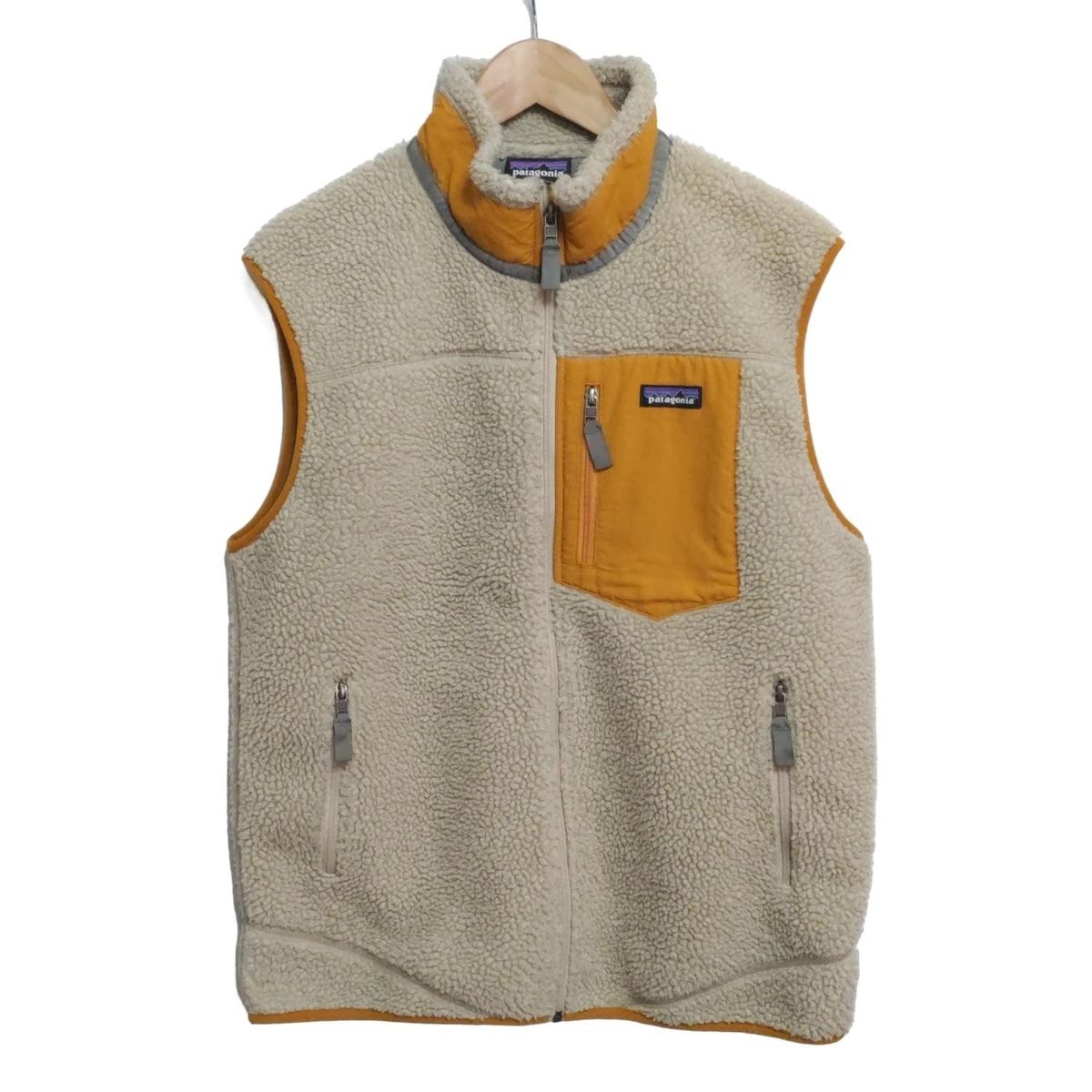 Patagonia パタゴニア ベスト サイズL ユニセックス - ベージュ×ダークイエロー ジップアップ
