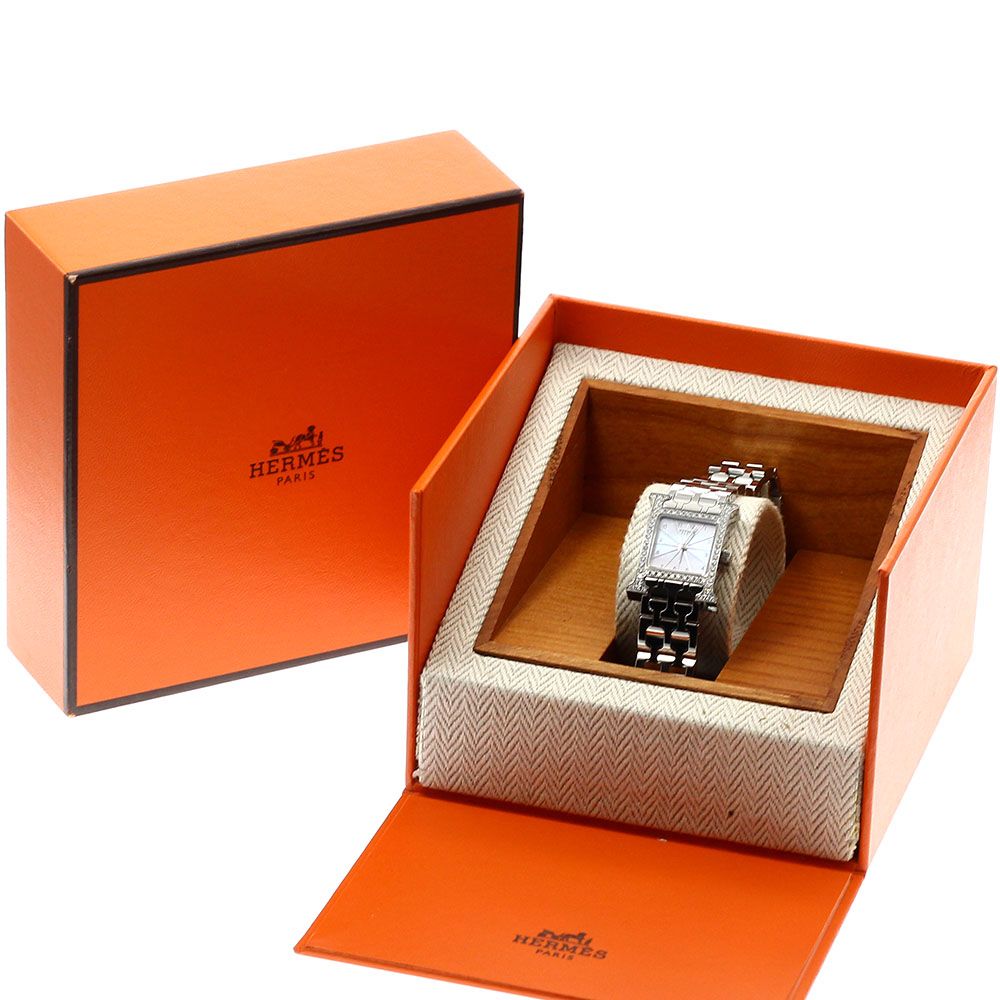 エルメス HERMES HH 1.130 Hウォッチ ミニ ダイヤベゼル クォーツ レディース 内 き_917360