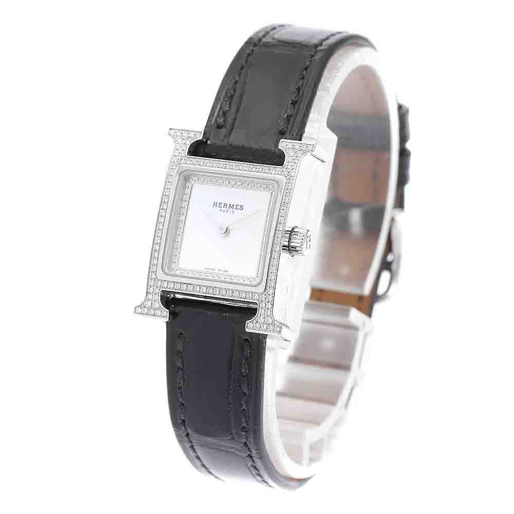 エルメス HERMES HH1.132 Hウォッチミニ ダイヤベゼル クォーツ レディース 内箱・保証書付き_919597 エルメス HERMES HH1.132 Hウォッチミニ ダイヤベゼル クォーツ