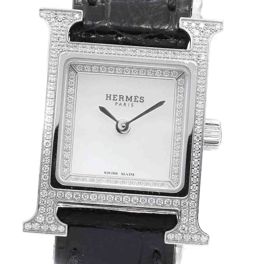 エルメス HERMES HH1.132 Hウォッチミニ ダイヤベゼル クォーツ レディース 内箱・保証書付き_919597 エルメス HERMES HH1.132 Hウォッチミニ ダイヤベゼル クォーツ