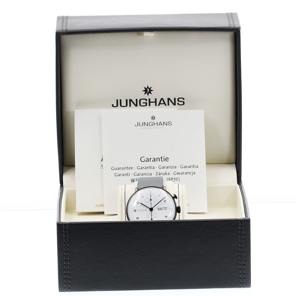 ユンハンス 027 4008 05 マックスビル クロノスコープ デイデイト 自動巻き メンズ 内箱 保証書付き_919018