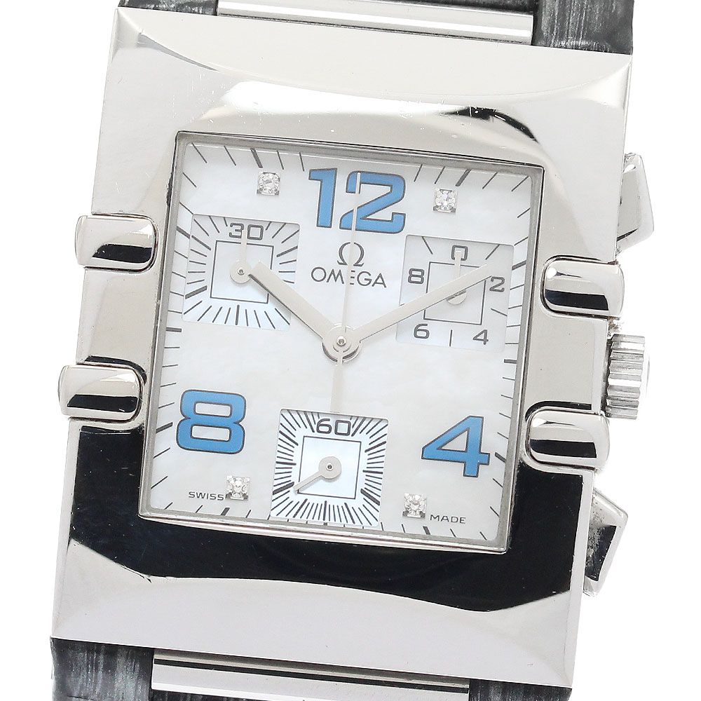 オメガ OMEGA 1841.76.61 コンステレーション クアドラ 4Pダイヤ クロノグラフ クォーツ レディースベルト 内 き_888374