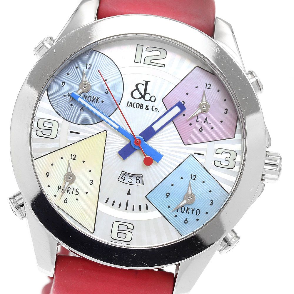 ジェイコブ JACOB-CO 5タイムゾーン ダイヤベゼル クォーツ メンズ_911809