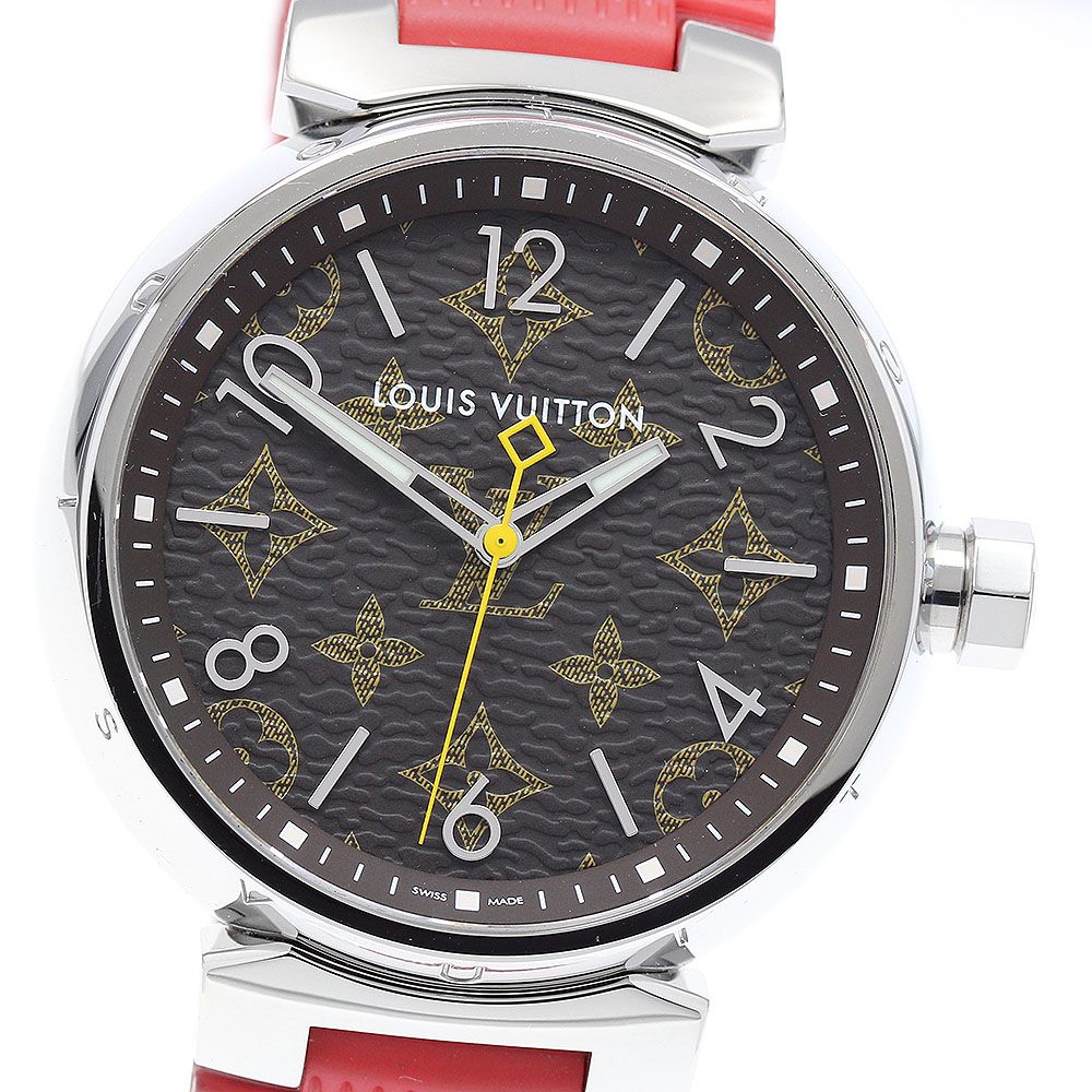 ルイ ヴィトン LOUIS VUITTON QA072 タンブール モノグラム クォーツ メンズ 箱 保証書付き_917640