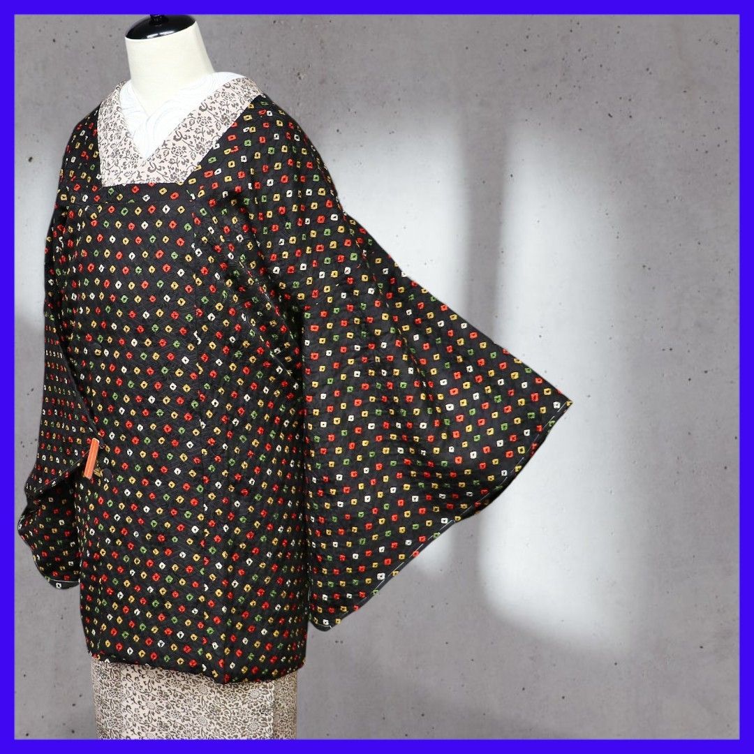 a 1207 ｡ 三日月とうさぎ SHOPフォローで きクーポン有り 正絹 道行コート 絞り染め 和装コート