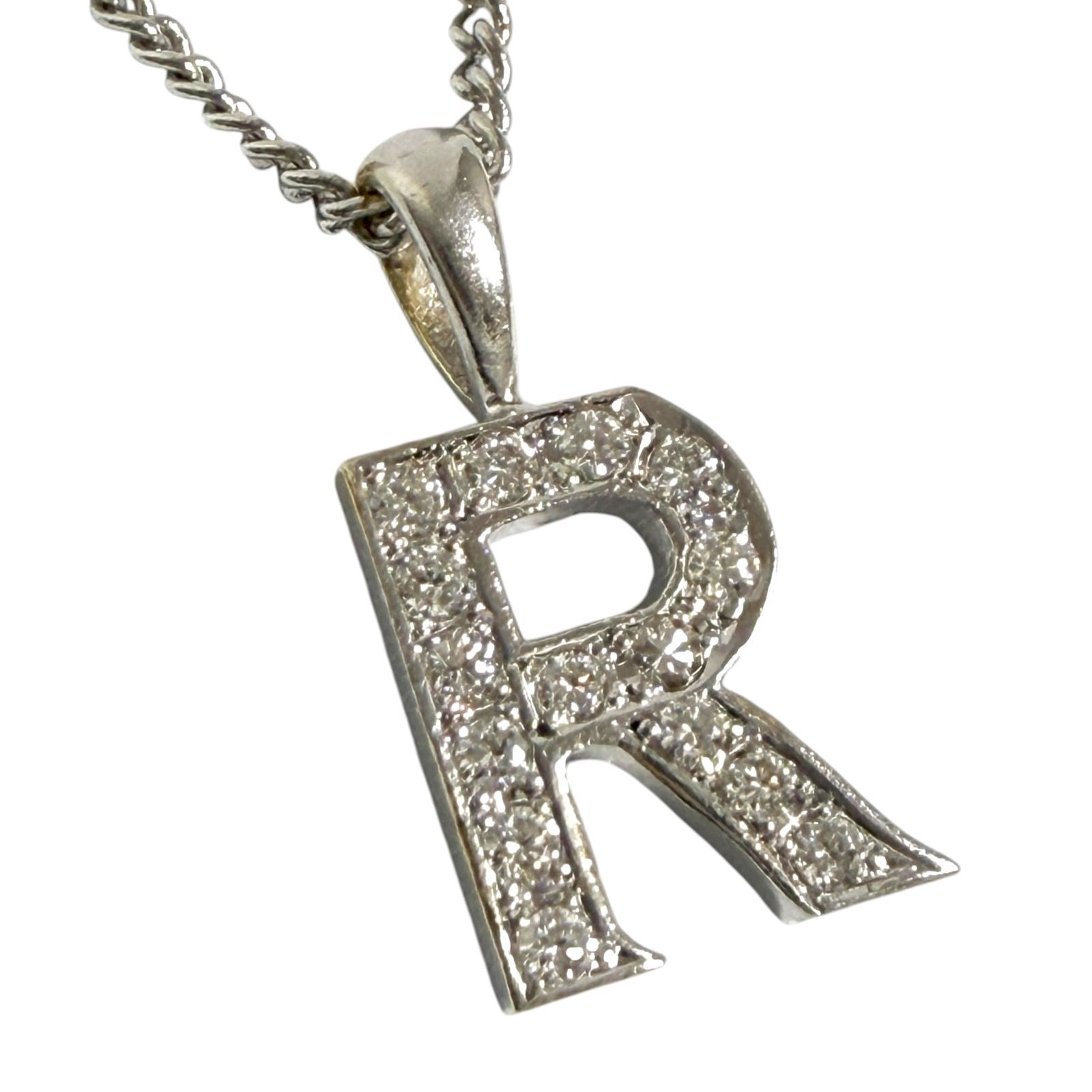 アイファニー ペンダント チャーム アルファベット R ダイヤ 社外チェーン