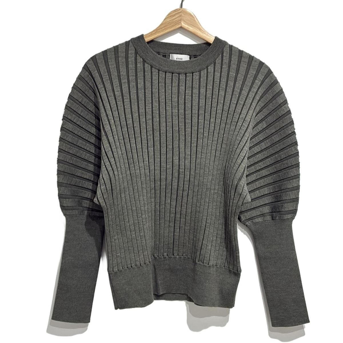 HYKE ハイク 長袖セーター サイズ1 S レディース - グレー×ダークグレー クルーネック ストライプ