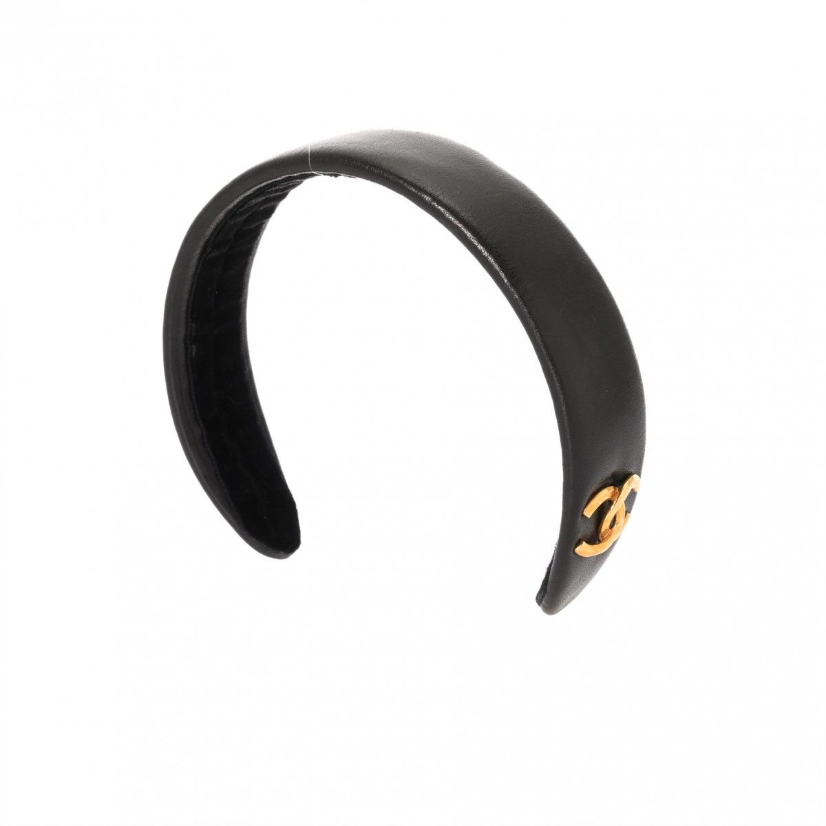 シャネル ココマーク カチューシャ ブラック レディース ラムスキン ブランド小物