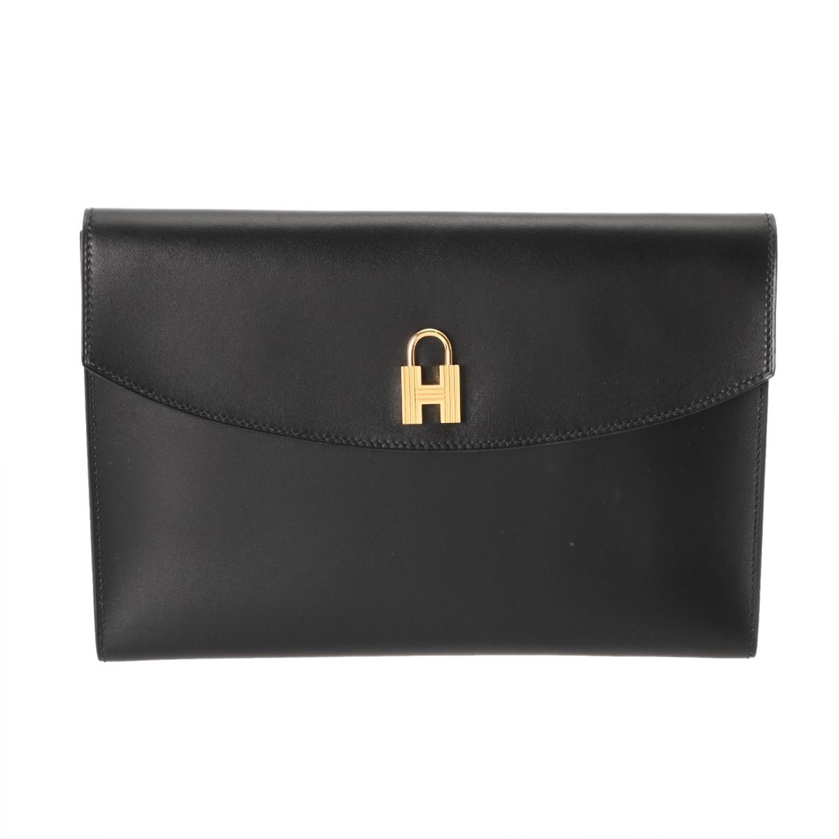 エルメス ポシェットカデナ ブラック D刻印 2000年頃 メンズ ボックスカーフ クラッチバッグ