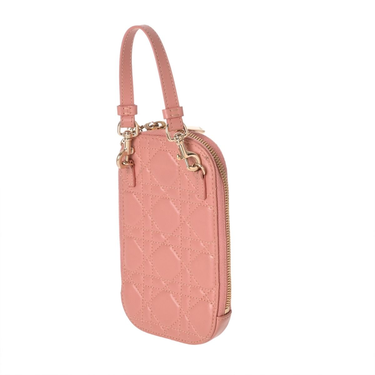 クリスチャンディオール カナージュ フォンホルダー チェーンショルダー ピンク レディース エナメル ポーチ