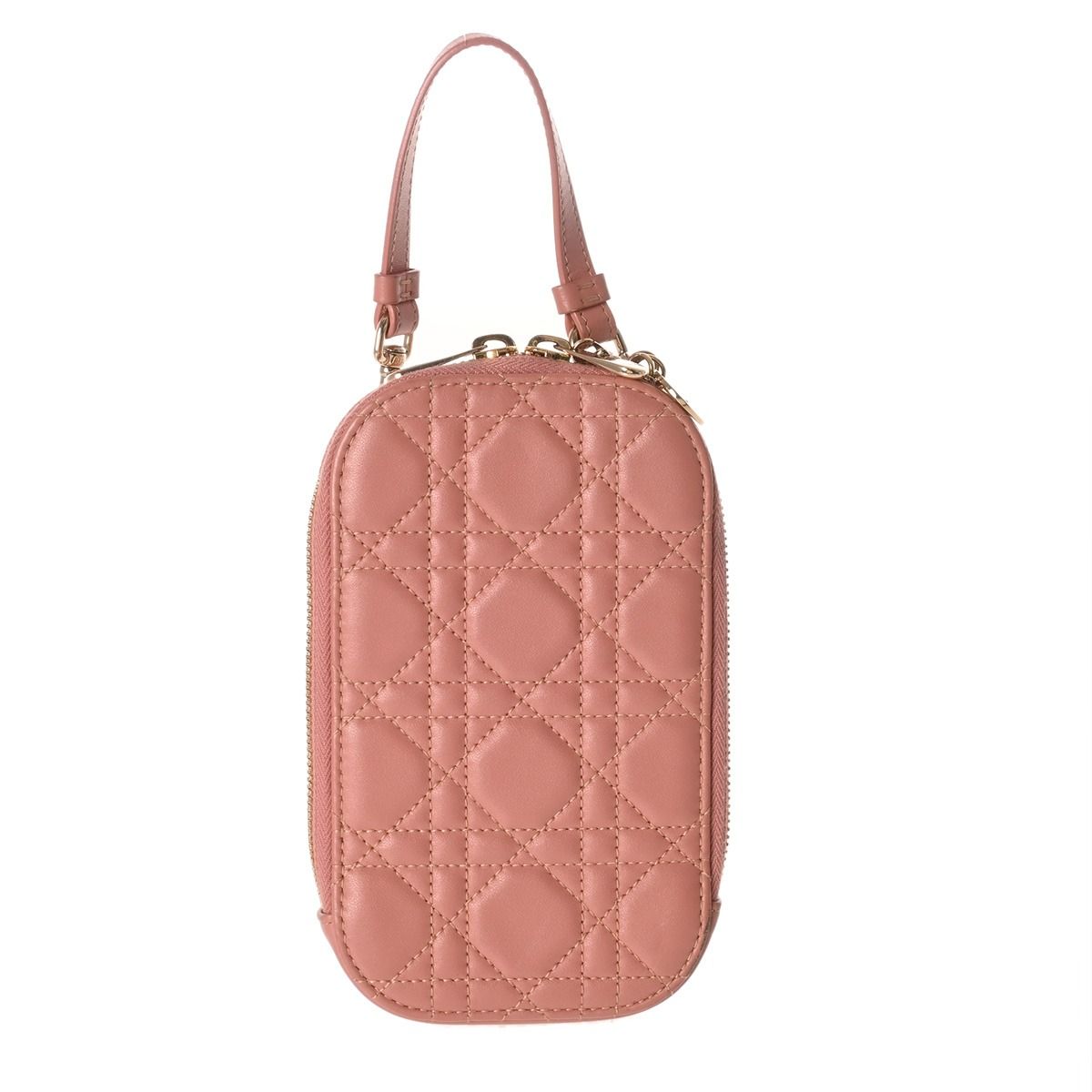 クリスチャンディオール カナージュ フォンホルダー チェーンショルダー ピンク レディース エナメル ポーチ