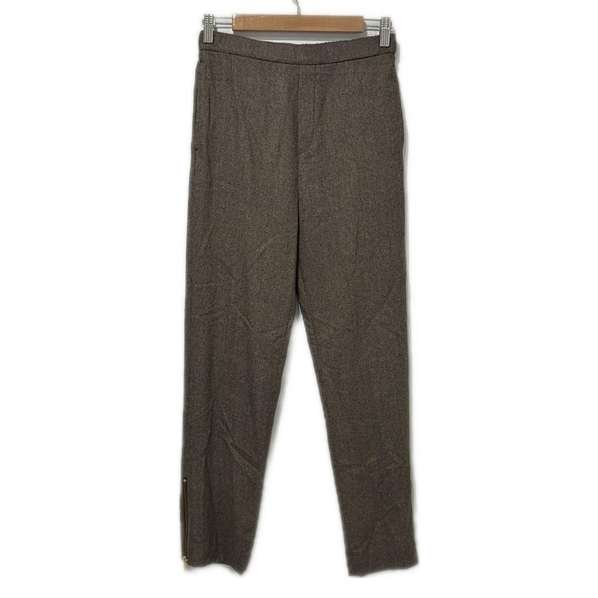 エブリデイアイライク パンツ サイズ36 S レディース - ベージュ×ダークブラウン×ブラウン フルレングス 千鳥格子柄 ウエストゴム