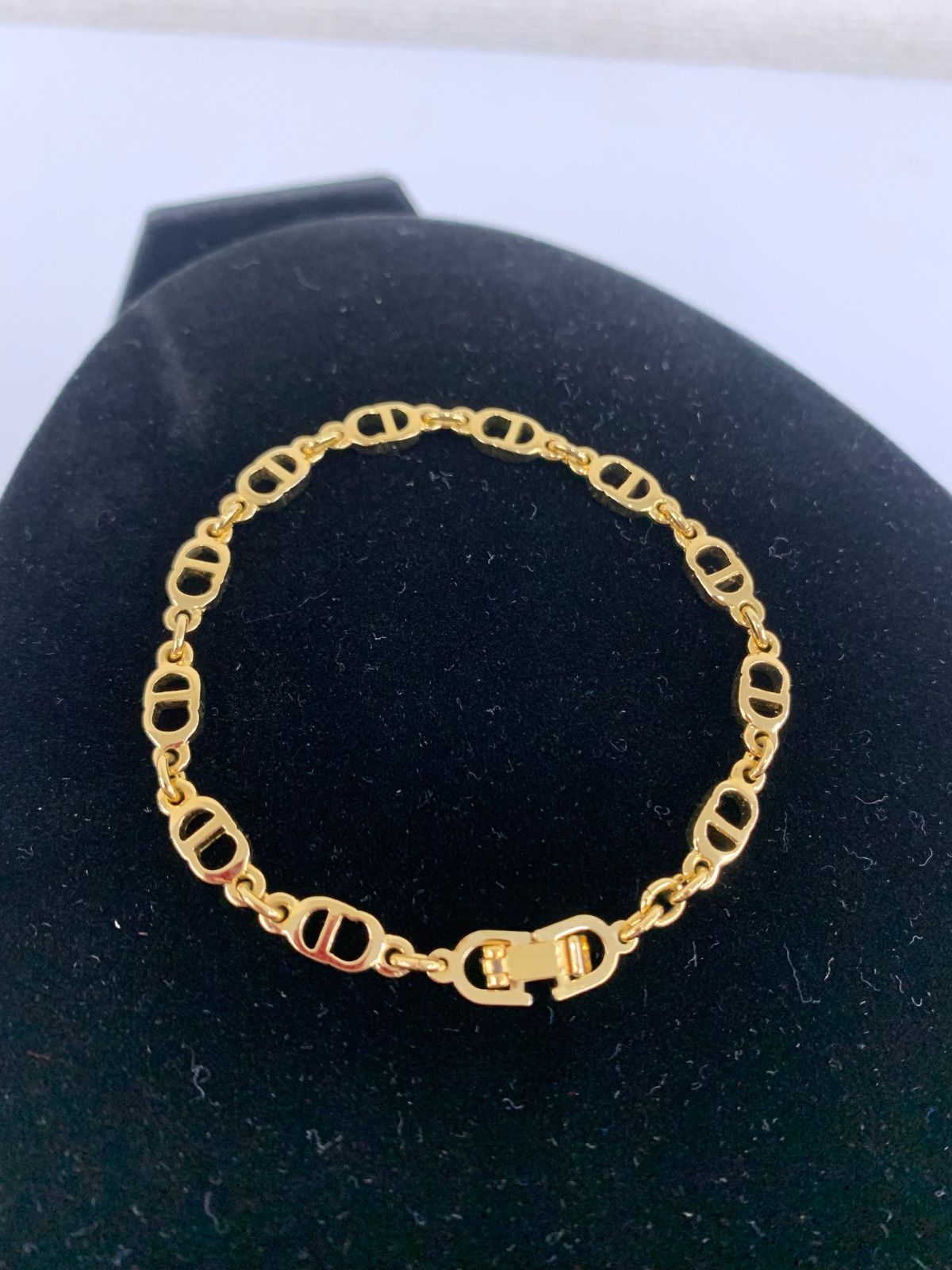 即決】 Christian Dior ブレスレット CD ロゴ ゴールドカラー 18cm 6.3