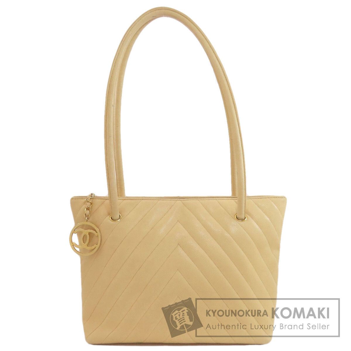 CHANEL シャネル Vステッチ トートバッグ グレインド カーフスキン レディース