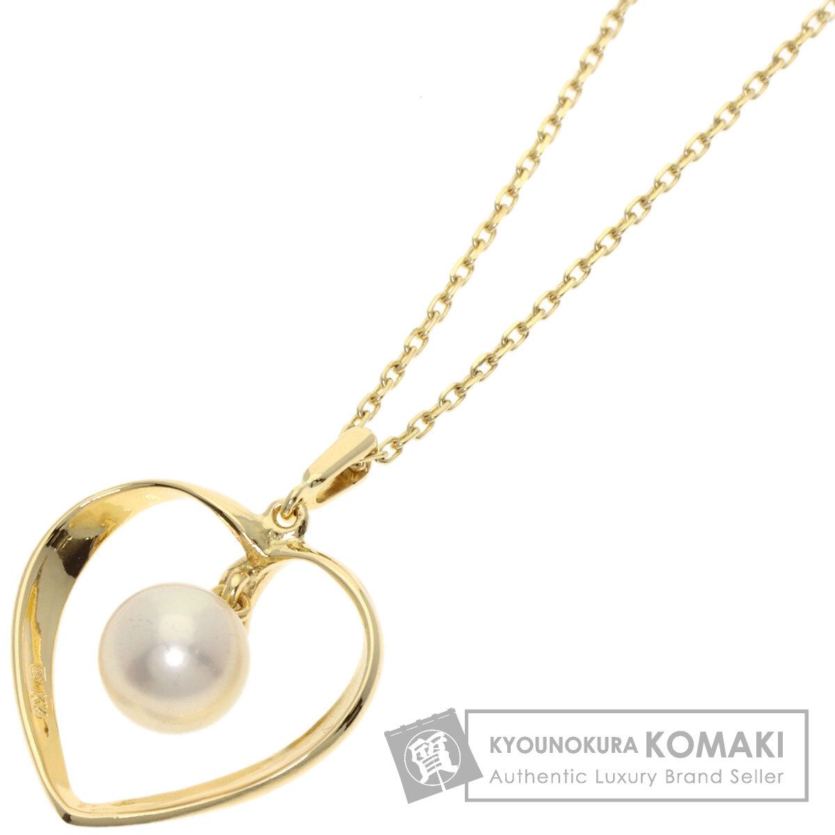 MIKIMOTO ミキモト ハート パール 真珠 ネックレス K14YG レディース