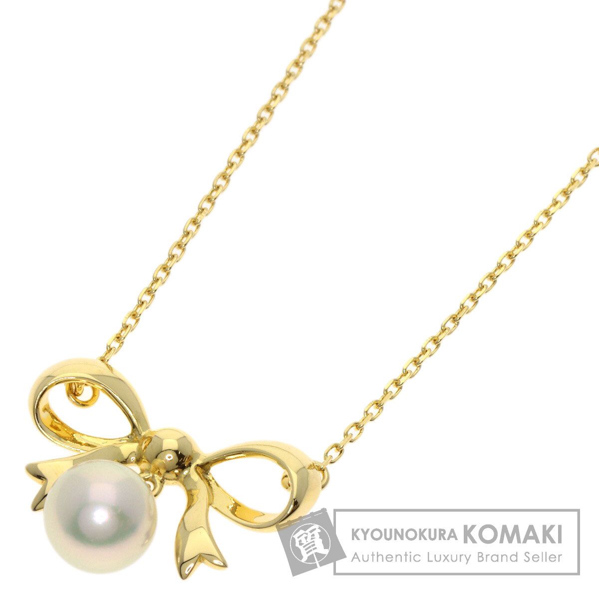 MIKIMOTO ミキモト リボン パール 真珠 ネックレス K18YG レディース