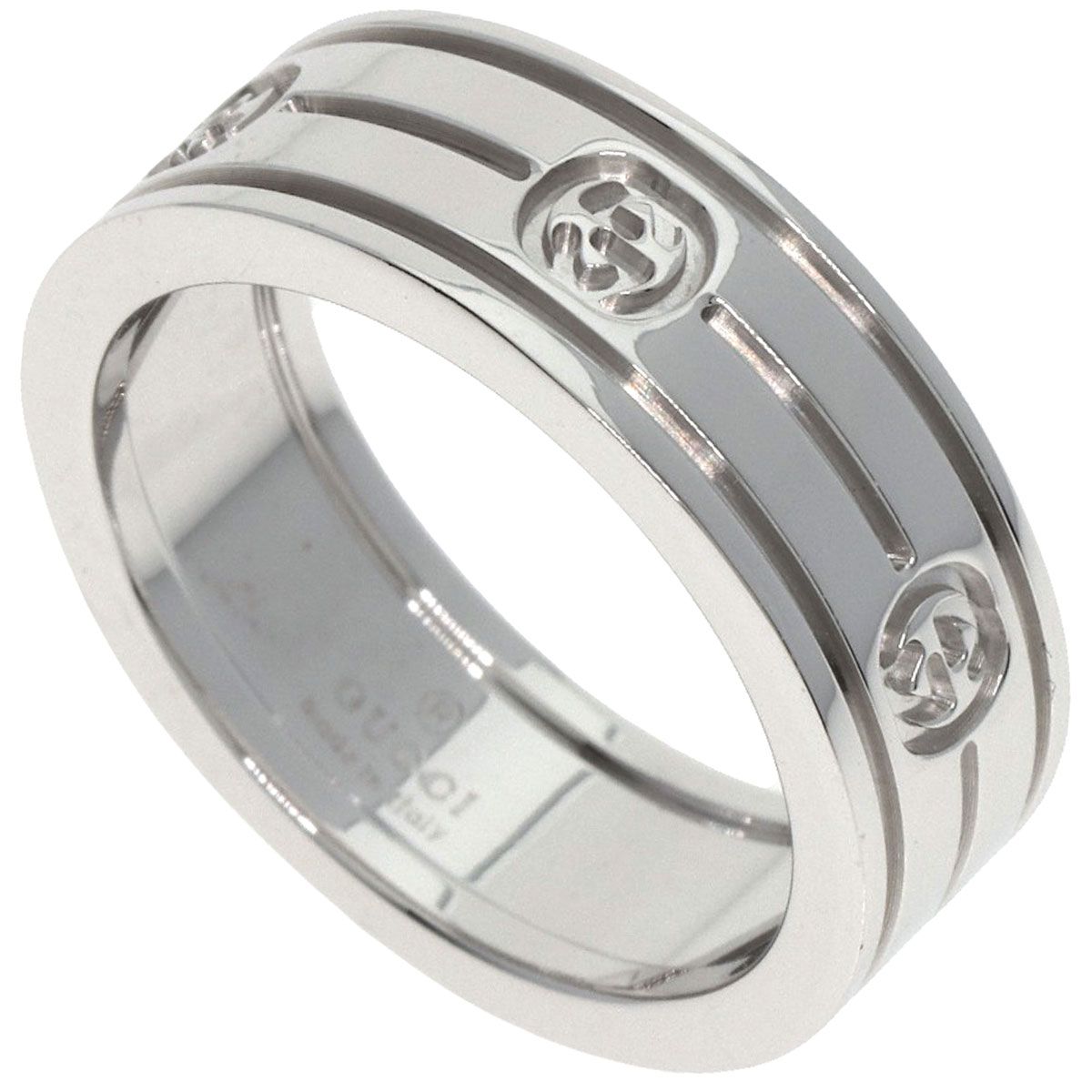 GUCCI グッチ インターロッキング 11 リング 指輪 K 18 WG レディース