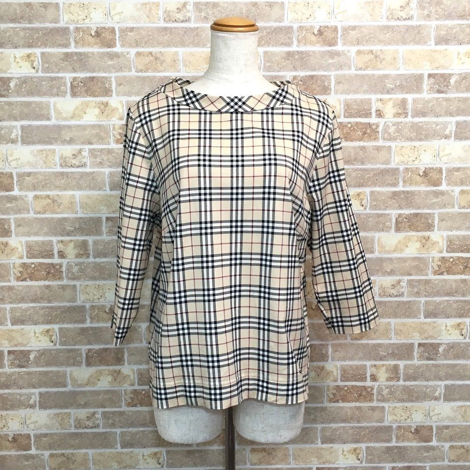 み BURBERRY LONDON トップス ベージュ チェック フリーサイズ 8