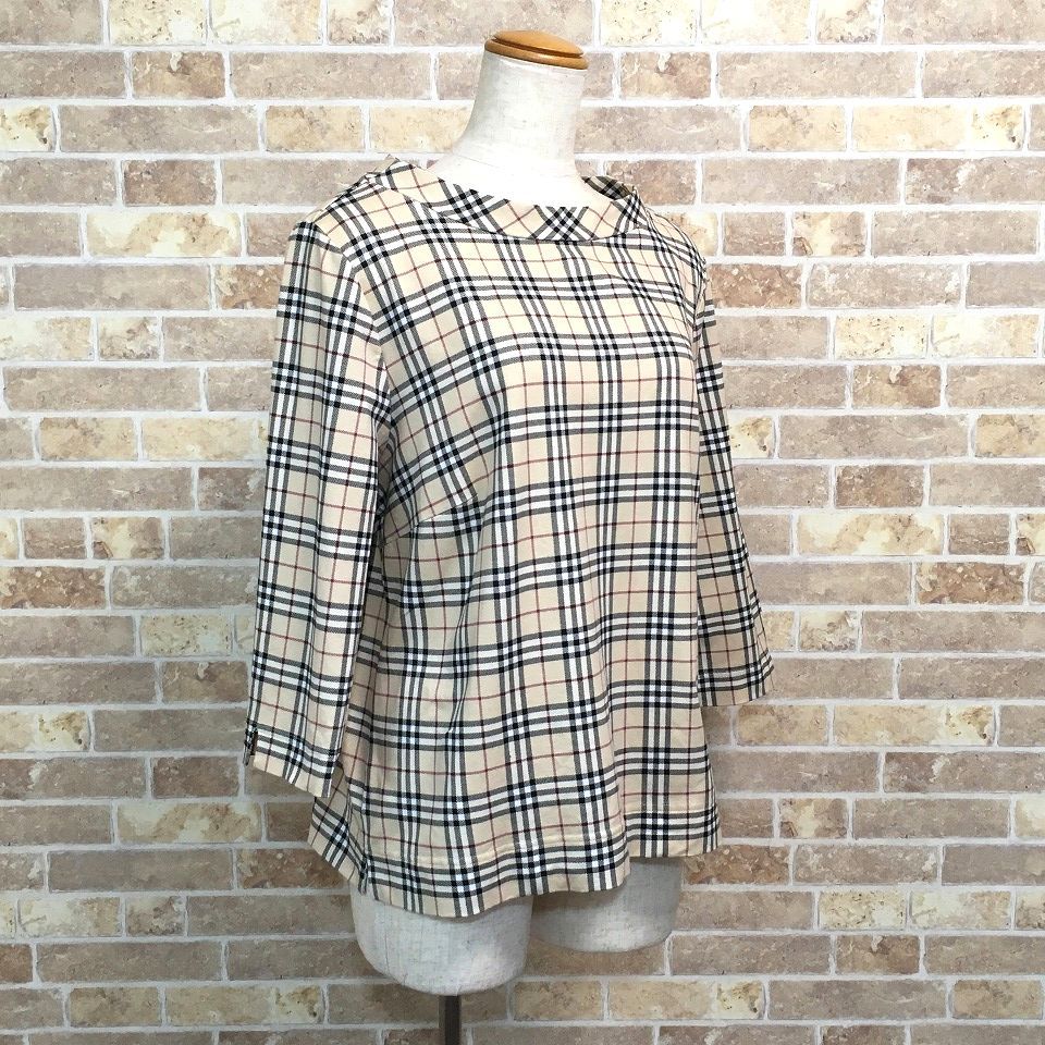 み BURBERRY LONDON トップス ベージュ チェック フリーサイズ 8