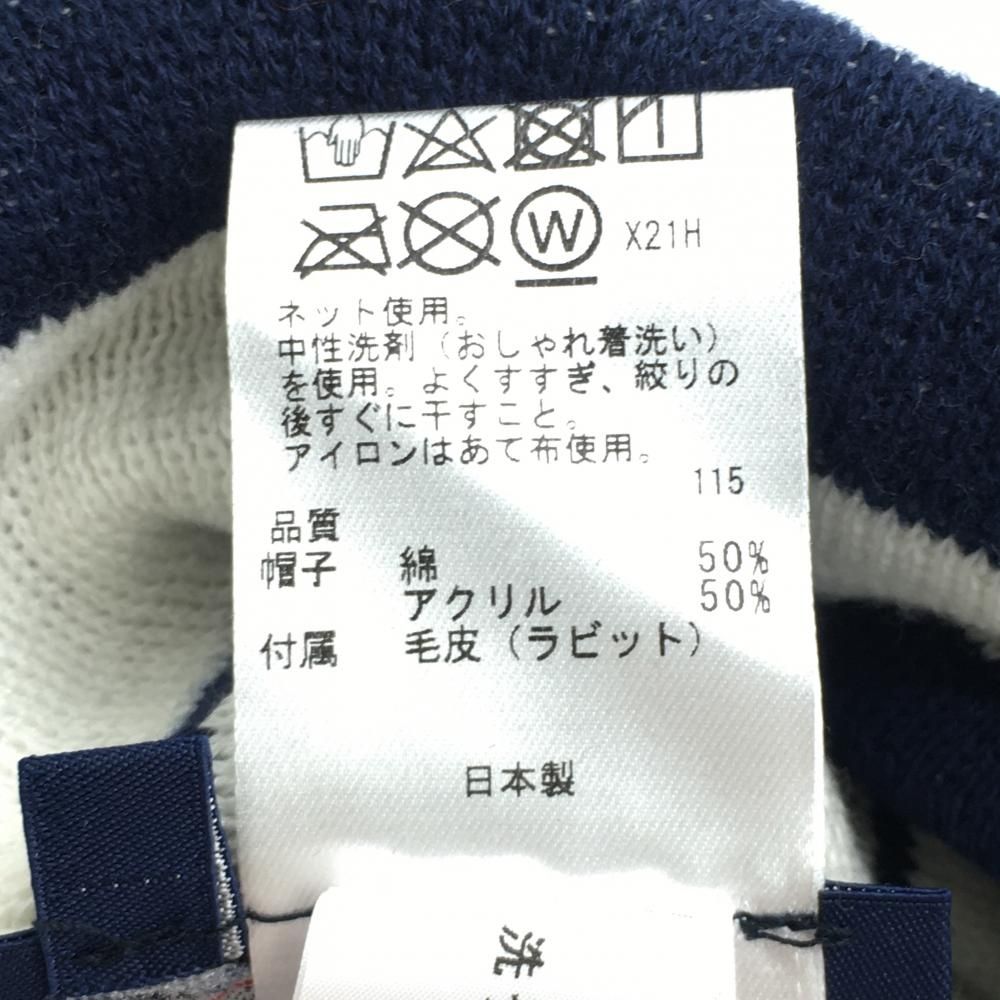 ニット帽 ゴルフ ポンポン RIENDA 耳当て 超美品23区ゴルフ ポンポン付 ポンポン取り外し可 ネイビー×白 ワック フライトニットキャップ ニット レディースWAAC 072234836 レディース スマイルスマイル